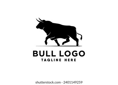 bull logo vector with modern and clean silhouette style