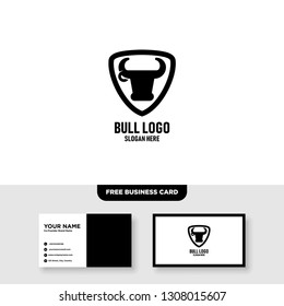 Bull Logo Vector Template, Free Business Card Mockup