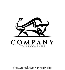 bull logo.flat monochrome style.cow/angus steak vector.simple modern design