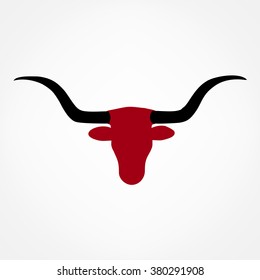 Bull. Long Horn Steer Vector Icon