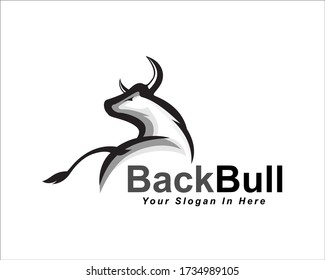 Bull look back ass view drawing art logo design inspiration