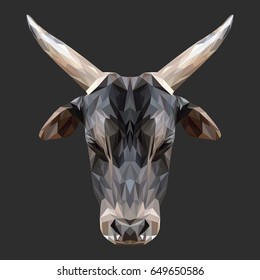 Bull low poly design. Triangle vector illustration.