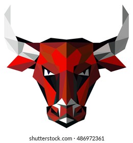 Bull. Low poly bull. Low poly illustration bull. Polygonal bull .