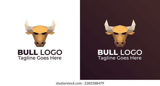 Bull Low Poly Logo Design. Polygonal Design. Geometric Design. Modern Logo