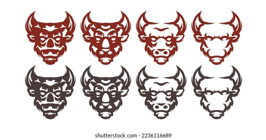Plantilla de símbolo del icono del vector del logotipo de la mascota del hombre de toros. Ilustración del vector Masco