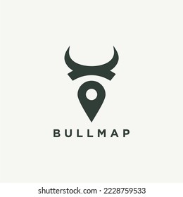 Bull map logo design template 