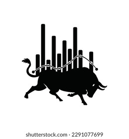 Bull market chart vector logo design. Bull and bear business logo design.