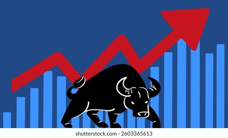 Bull Market Concept with Rising Arrow and Bar Chart