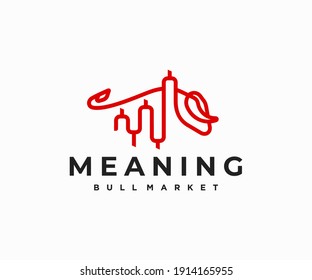 Bull Market, Financial Investment Logo Design. Stock Market, Forex Trading Graph Vector Design. Financial Chart And Bullish Market Logotype