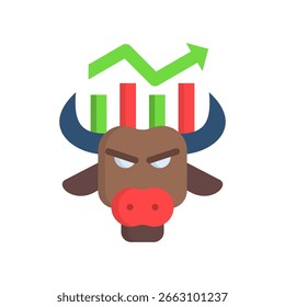 Bull Market Icon Flat Vector Illustration