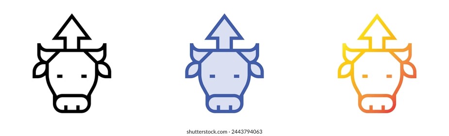 bull market icon. Linear, Blue Fill and Gradient Style Design Isolated On White Background