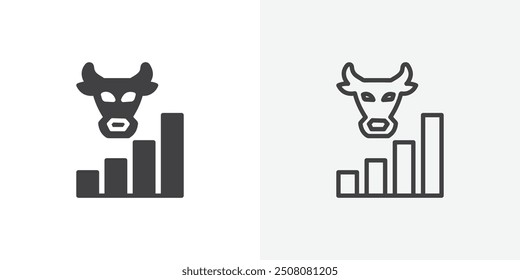 Bull market icon in solid and outlined style