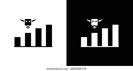 Bull market icon, Vector graphics in filled style