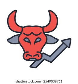 bull market icon. vector.Editable stroke.linear style sign for use web design,logo.Symbol illustration.
