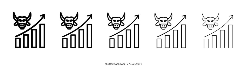 Bull market icon web Vector collection in black strokes