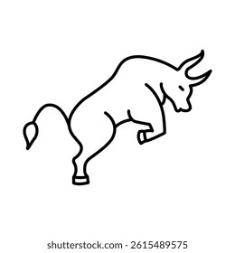 Bull Market Line Icon. Investment, Finance, Economy, Portfolio, Strategy, Money, Investor, Currency, Retirement, Wealth Icons. Editable Stroke Vector Illustration