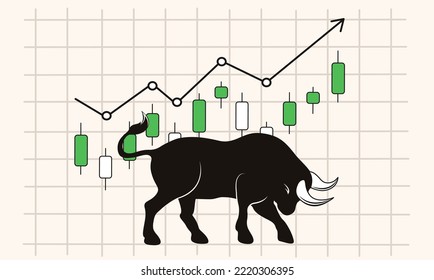 bull market means rapid growth, is rooted in the minds of people and is actively used among the crypto community. bull symbol and a graph of the rapid growth of the crypto currency. vector flat