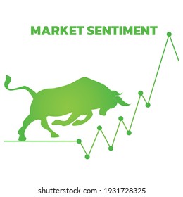 Bull Market Sentiment Positive und optimistische Markt Trend Vektorgrafik Weißer Hintergrund