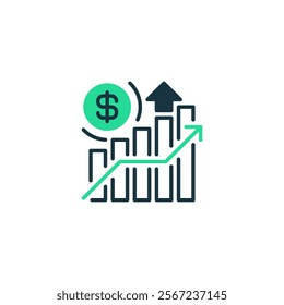 Bull Market Two Tone Color Icon. linear style sign for mobile concept and web design. Outline vector icon.