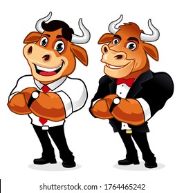 Bull mascot cartoon in vector