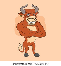 Bull mascot cartoon in vector