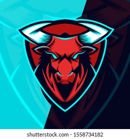 bull mascot esport logo design