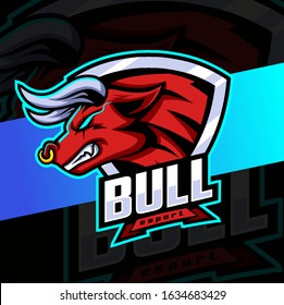 bull mascot esport logo design