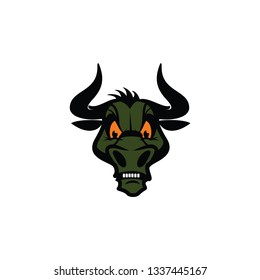bull mascot head cartoon vector on a white background