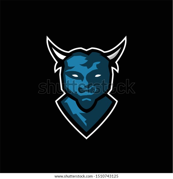 Blue Bull Mascot Logo