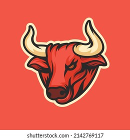 Bull Mascot Logo Design Illustration