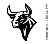 Bull Mascot Logo Design Vector Black and White