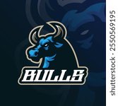 Bull mascot logo design vector with modern illustration concept style for badge, emblem and t shirt printing. Bull head illustration for sport team.