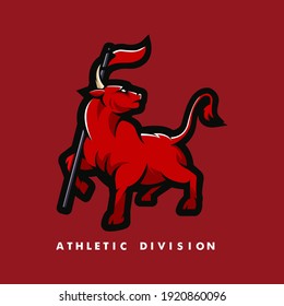 Bull mascot logo design vector with modern illustration concept style for athletic division