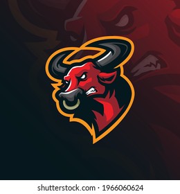 Bull mascot logo design vector with modern illustration concept style for badge, emblem and t shirt printing. Bull head illustration for esport team.