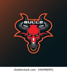 Bull mascot logo design vector with modern illustration concept style for badge, emblem and t shirt printing. Bull head illustration for sport team.