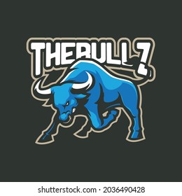 Bull mascot logo design vector with modern illustration concept style for badge, emblem and t shirt printing. Angry bull illustration for sport and esport team.