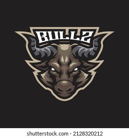 Bull mascot logo design vector with concept style for badge, emblem and t shirt printing. Bull head illustration for sport and esport team.