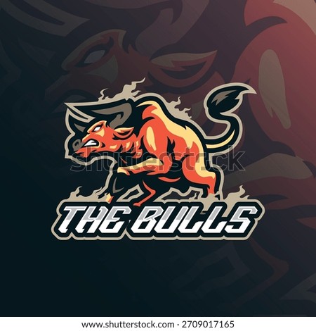 Bull mascot logo design vector. Angry bull illustration for sport team.