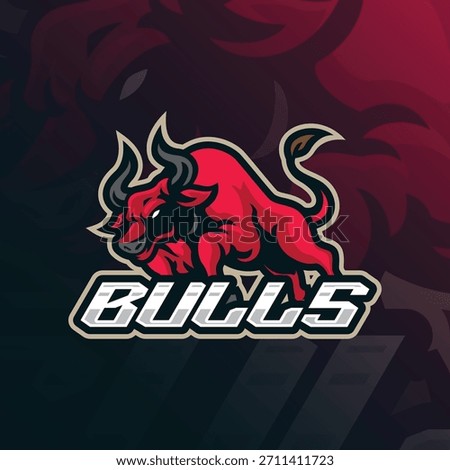 Bull mascot logo design vector. Bull illustration for sport team.