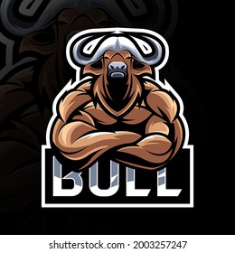 Bull mascot logo esport design templates