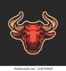 Bull mascot logo head design illustration 