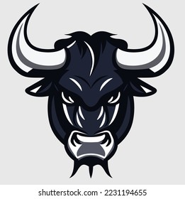 Bull Mascot Logo, Bull vector design, Animal Logo Design, Bull Minimal logo, Branding, Creative logo designs, vector illustration, Bull Sports Vector Icon, Esports Symbol
