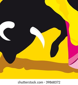 Bull and matador, bullfight. Vector illustration 