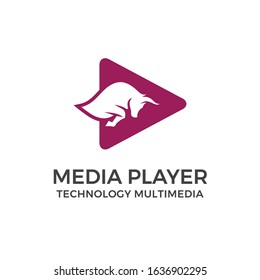 Bull media player logo vector template