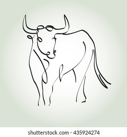 Bull in a minimal line style vector