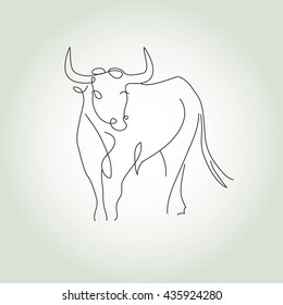 Bull in a minimal line style vector