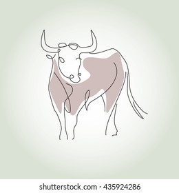 Bull in a minimal line style vector