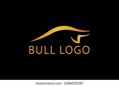 Bull minimal logo design vector illustration emblem with gold color.