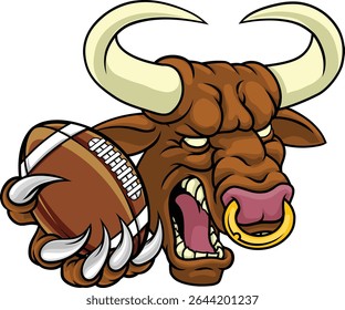 Um touro ou monstro Minotaur vaca longhorn irritado significa americano mascote personagem de desenho animado. 