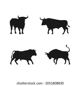 bull models vector silhouette, buffalo vector set